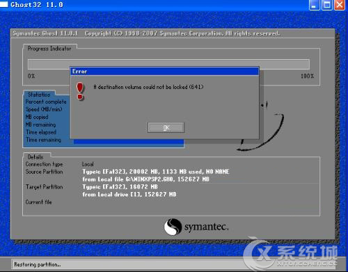 安装Win7时提示a destination volume could not be locked(641)错误怎么办？