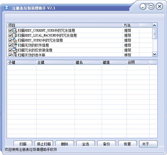 注册表垃圾清理助手 V2.1