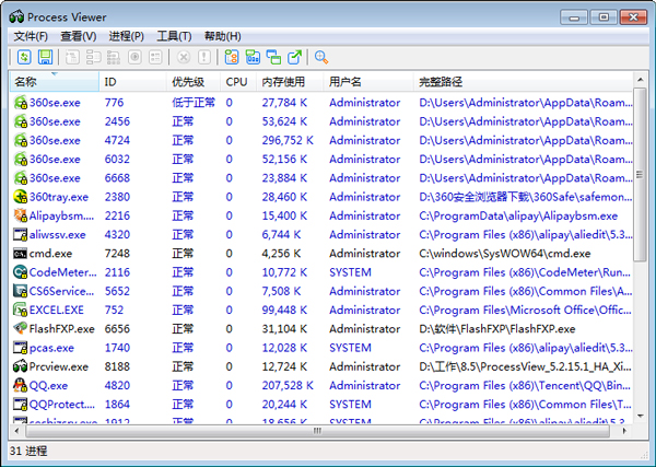 Process View(进程查看工具) V5.2.15.1 绿色汉化版