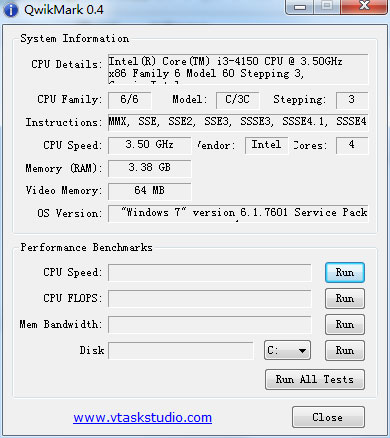 QwikMark(硬件性能检查) V0.4 绿色版