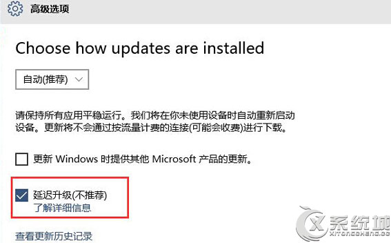 在Win10系统中设置延迟升级的操作方法