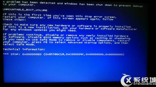 Windows7电脑蓝屏代码0x000000ed无法进入系统的修复方法