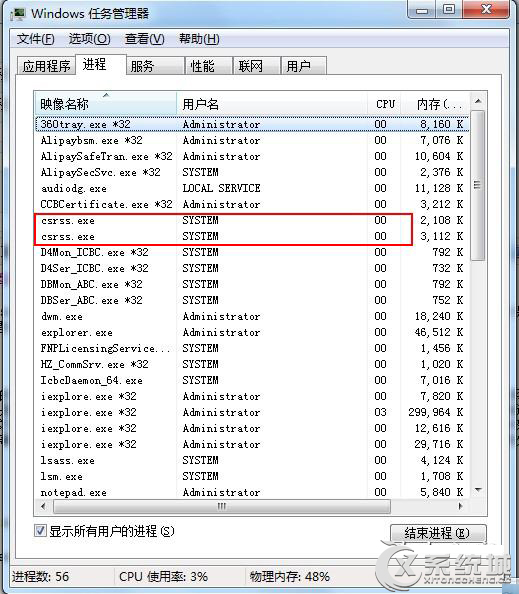 csrss.exe是什么进程？Win7系统中csrss.exe进程能不能终止？
