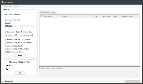 PC Fsearcher(文件搜索工具) V3.5.0.0 绿色版