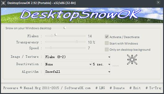 Desktop SnowOK(屏保雪花纷飞) V2.82 绿色版