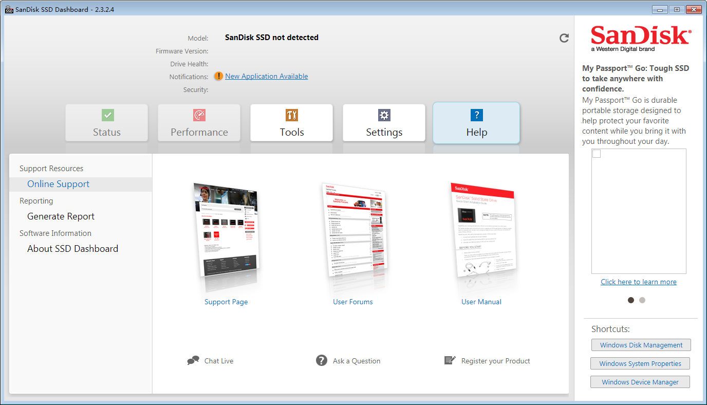SanDisk SSD Dashboard V2.3.2.4 英文安装版