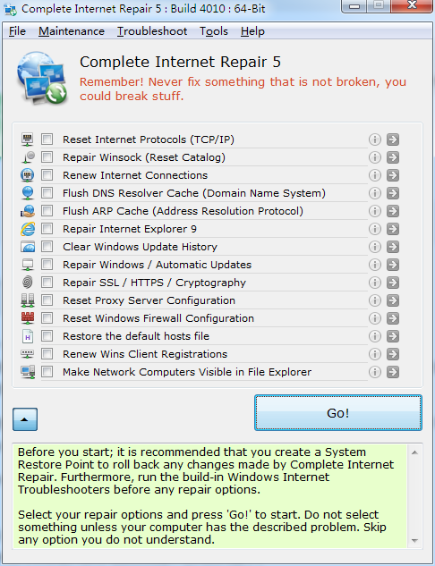 Complete Internet Repair(网络修复工具) V5.3.4010 绿色英文版