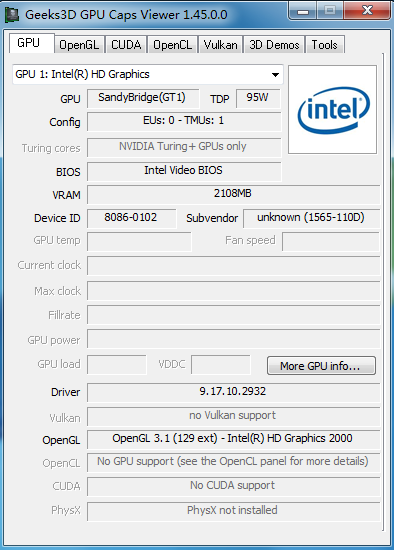 GPU Caps Viewer(显卡诊断识别) V1.45.0.0 绿色英文版